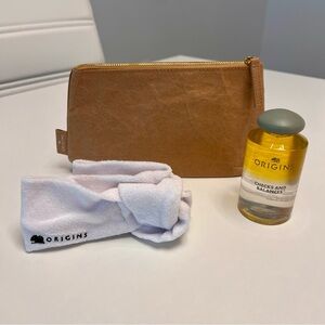 NEW ORIGINS FULL SIZE CHECKS & BALANCES MILKY OIL CLEANSER 5 OZ, HEAD BAND & BAG